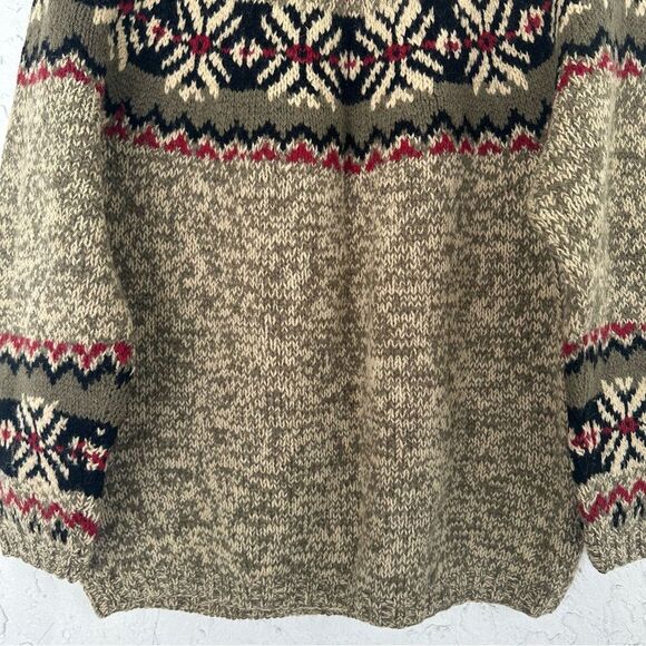 EDDIE BAUER Sweater Women Size Petite Medium Nordic Fair Isle Wool Boho - Picture 7 of 8